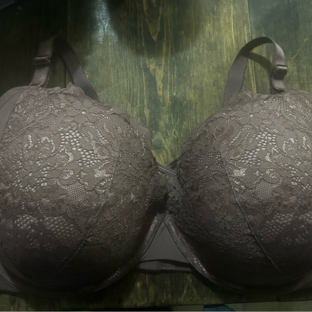 Torrid Size 48D Mauve Lace XO Plunge Push Up Underwire Bra